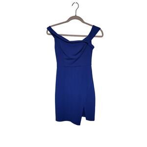 Sequin Hearts Blue Mini Dress with Slit SZ 3 Classic Bodycon Hoco Prom Formal